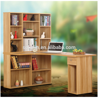 New design multifunction wooden computer desk with bookshelf